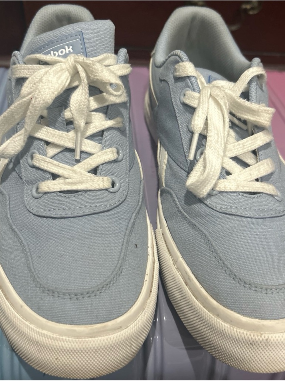 Reebok Pale Blue Canvas Sneakers with White Details